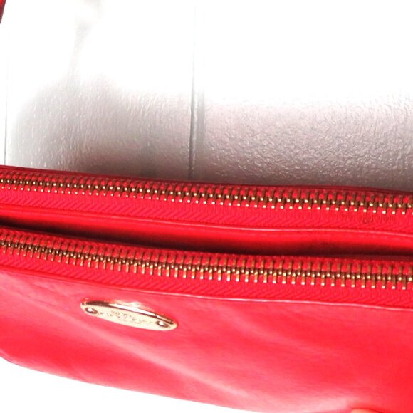Coach Leather Crossbody Bag Wristlet Red - Picture 4 of 12